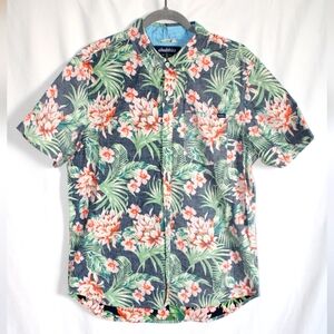Chubbies Hawaiian Shirt Men's Regular Fit Blue Reverse Print Resort Wear Aloha M